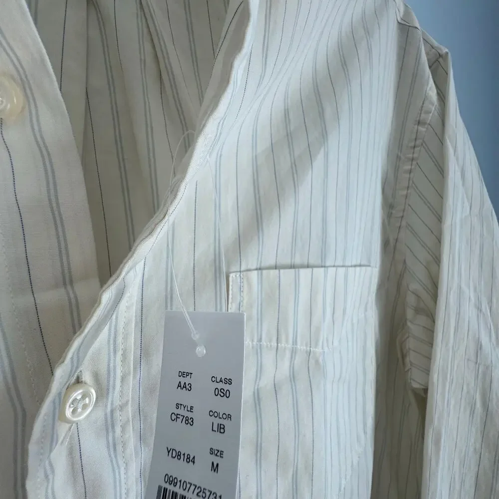 J. Crew Secret Wash Cotton Poplin Shirt Point Collar Lucas Ivory Blue Size M NWT